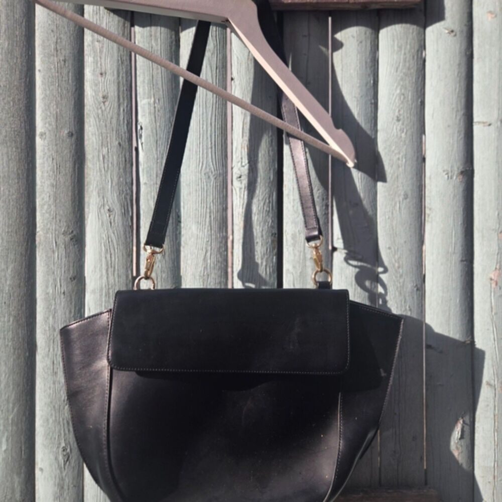 Saks Fifth Avenue Black Faux Leather Shoulder Bag